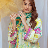 3PC Unstitched Printed Lawn Silk Suit