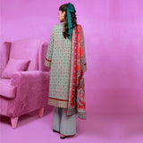 3pc Unstitched - Printed Lawn Suit