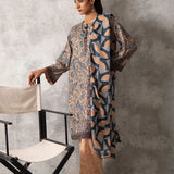 3pc Unstitched - Printed Lawn Silk Suit (ASI029)