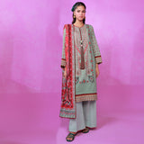 3pc Unstitched - Printed Lawn Suit