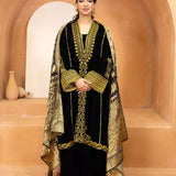 3PC Stitched Velvet Embroidered Suit (WP7L3PEF483)