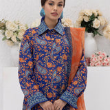 3pc Unstitched - Printed Lawn Silk Suit