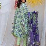 3PC Unstitched Printed Lawn Silk Suit