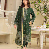 3PC Unstitched Cambric Embroidered Mukesh Dupatta SUIT (UNS7MK005)