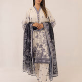 MONOCHROME DIGITAL PRINTED LAWN SILK SUIT