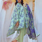3PC Unstitched Printed Lawn Silk Suit