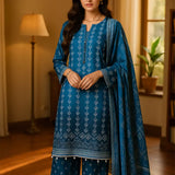 3PC Unstitched Printed Lawn Silk Suit (SUNS7ASI163)