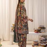 3pc Unstitched - Printed Lawn Silk Suit