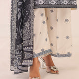 MONOCHROME DIGITAL PRINTED LAWN SILK SUIT