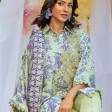 3PC Unstitched Printed Lawn Silk Suit