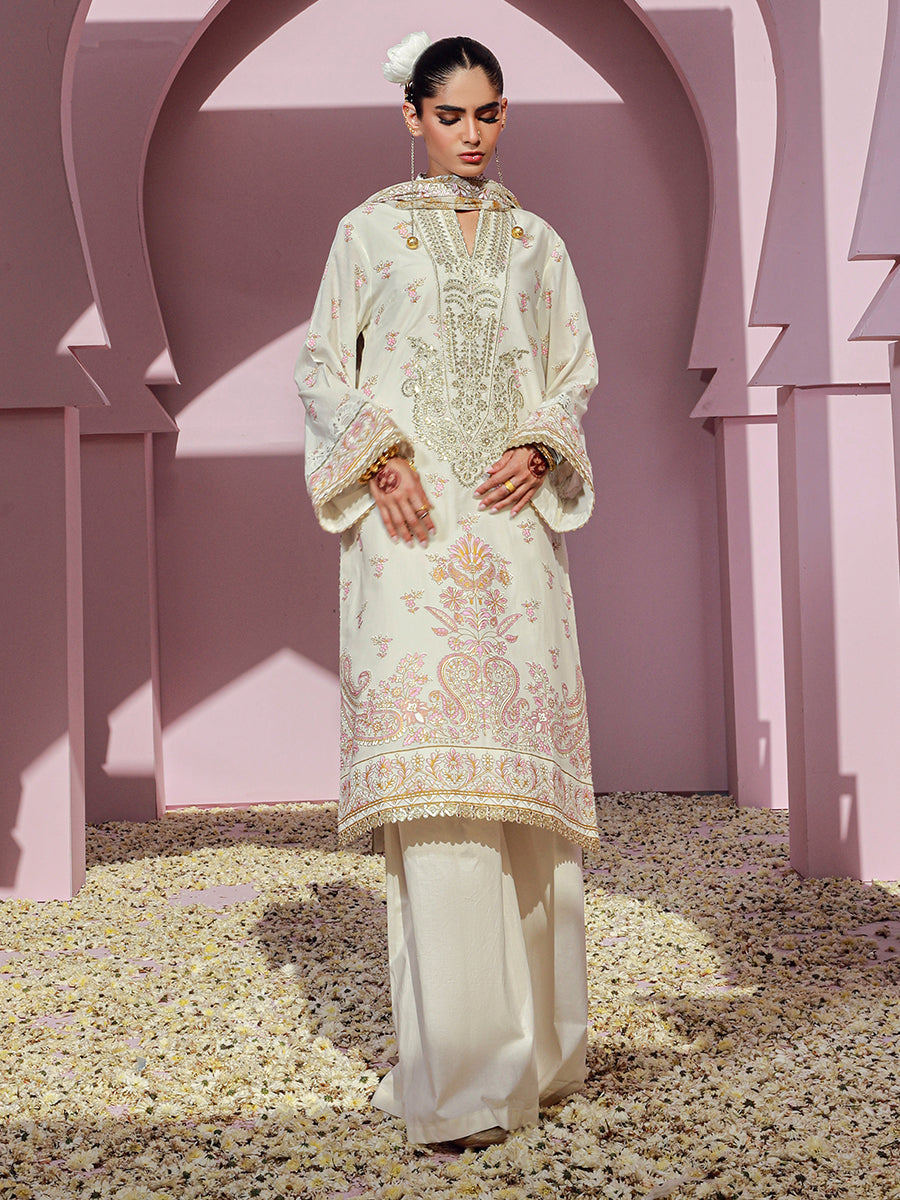 3pc Unstitched Dyed Embroidered Suit