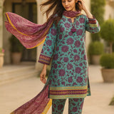 3PC Unstitched Printed Lawn Silk Suit (SUNS7ASI162)
