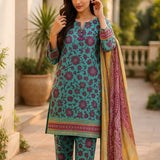3PC Unstitched Printed Lawn Silk Suit (SUNS7ASI162)