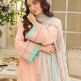 3PC Unstitched Cambric Embroidered Mukesh Dupatta SUIT (UNS7MK004)