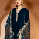 3PC Stitched Velvet Embroidered Suit (WP7L3PEF484)