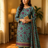 3PC Unstitched Printed Lawn Silk Suit (SUNS7ASI162)