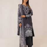 MONOCHROME DIGITAL PRINTED LAWN SILK SUIT