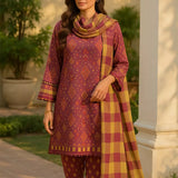 3PC Unstitched Printed Lawn Silk Suit (SUNS7ASI161)