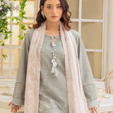 3PC Unstitched Cambric Embroidered Mukesh Dupatta SUIT (UNS7MK003)