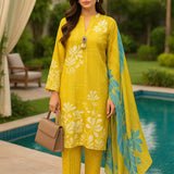 3PC Unstitched Printed Lawn Silk Suit (SUNS7ASI160)