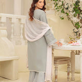 3PC Unstitched Cambric Embroidered Mukesh Dupatta SUIT (UNS7MK003)