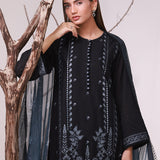 MONOCHROME EMBROIDERED LAWN SUIT