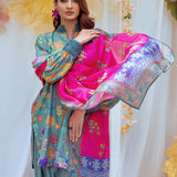 3PC Unstitched Printed Lawn Silk Suit