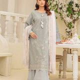 3PC Unstitched Cambric Embroidered Mukesh Dupatta SUIT (UNS7MK003)