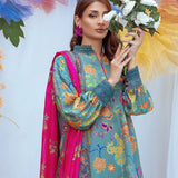 3PC Unstitched Printed Lawn Silk Suit
