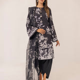 MONOCHROME DIGITAL PRINTED LAWN SILK SUIT