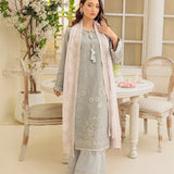 3PC Unstitched Cambric Embroidered Mukesh Dupatta SUIT (UNS7MK003)