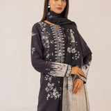 MONOCHROME DIGITAL PRINTED LAWN SILK SUIT