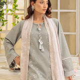 3PC Unstitched Cambric Embroidered Mukesh Dupatta SUIT (UNS7MK003)