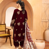 3PC Stitched Velvet Embroidered Suit (WP7L3PEF481)