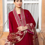 3PC Stitched Velvet Embroidered Suit (WP7L3PEF482)