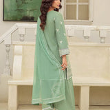 3PC Unstitched Cambric Embroidered Mukesh Dupatta SUIT (UNS7MK001)