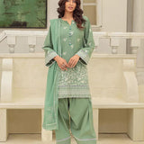 3PC Unstitched Cambric Embroidered Mukesh Dupatta SUIT (UNS7MK001)