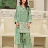 3PC Unstitched Cambric Embroidered Mukesh Dupatta SUIT (UNS7MK001)