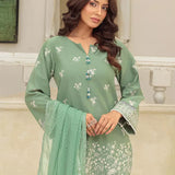 3PC Unstitched Cambric Embroidered Mukesh Dupatta SUIT (UNS7MK001)