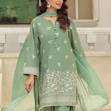 3PC Unstitched Cambric Embroidered Mukesh Dupatta SUIT (UNS7MK001)