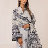 MONOCHROME DIGITAL PRINTED LAWN SILK SUIT