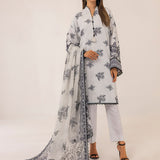 MONOCHROME DIGITAL PRINTED LAWN SILK SUIT