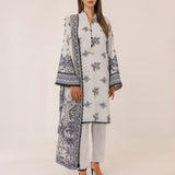 MONOCHROME DIGITAL PRINTED LAWN SILK SUIT