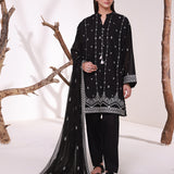 MONOCHROME EMBROIDERED LAWN SILK SUIT