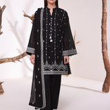 MONOCHROME EMBROIDERED LAWN SILK SUIT