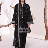 MONOCHROME EMBROIDERED LAWN SILK SUIT