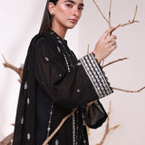 MONOCHROME EMBROIDERED LAWN SILK SUIT