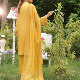 3PC STITCHED CHIKANKARI CAMBRIC EMBROIDERED SUIT (CK010)