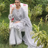 3PC STITCHED CHIKANKARI CAMBRIC EMBROIDERED SUIT