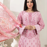 3PC Stitched Cotton Net Embroidered Suit (SPL3PEF125)